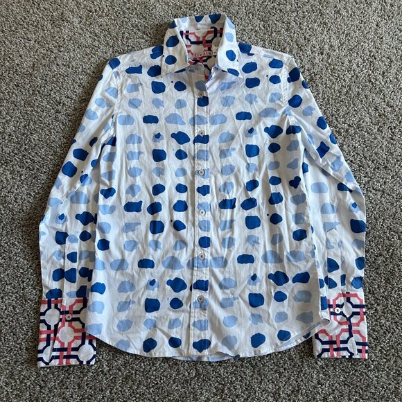 Tizzie Womens Sz Small Polka Dot Button-Down Shirt Long Sleeve - Picture 2 of 9